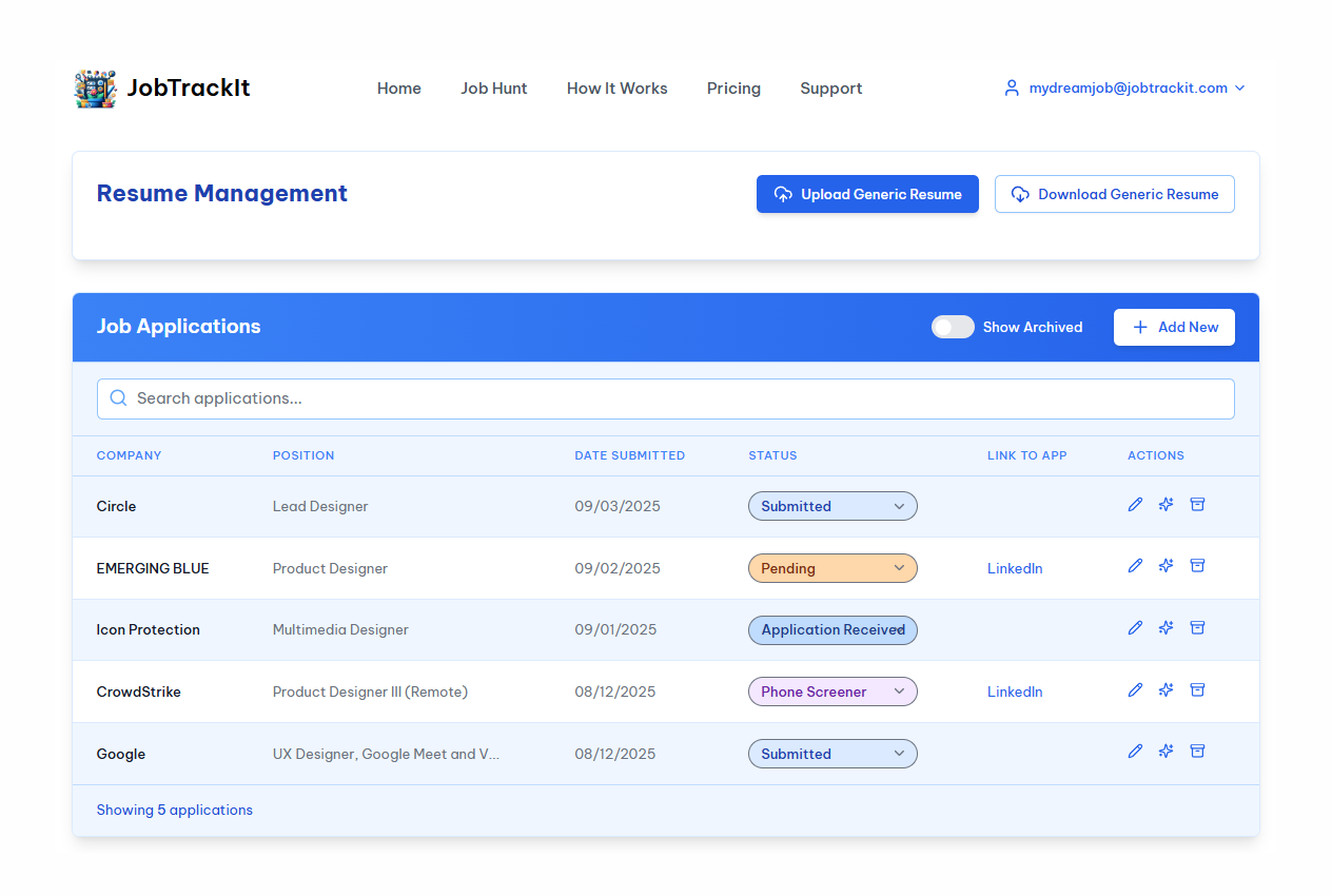 Job Application Tracker | Track Interviews & ATS Resume Tips | JobTrackIt